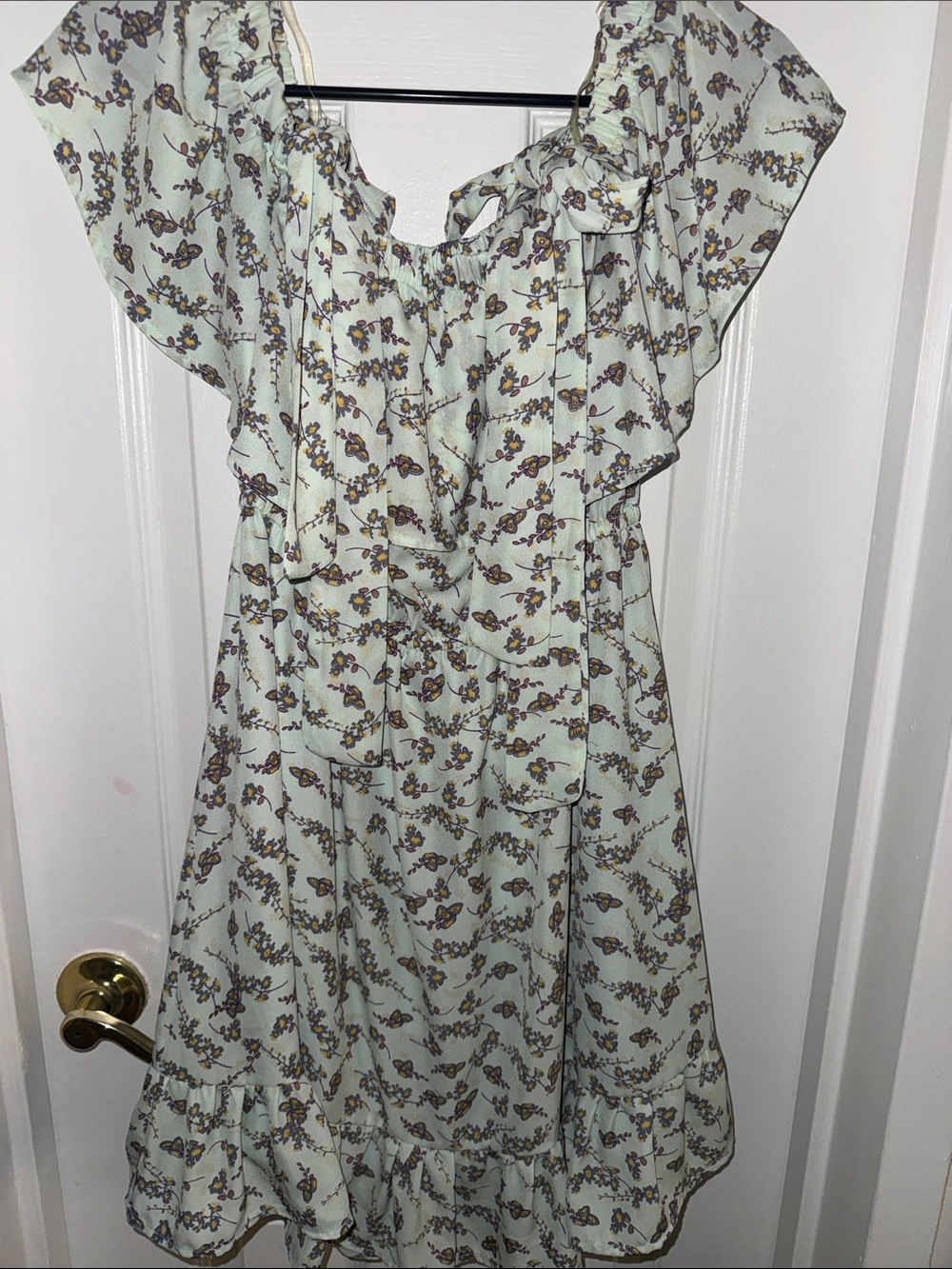 miami Mint Green Floral Ruffle Midi Dress